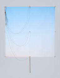 <em>Low Resolution Kite #2</em>, 2010, pigment print on Tyvek, bamboo, string, 30" x 25"