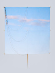<em>Low Resolution Kite #4</em>, 2010, pigment print on Tyvek, bamboo, string, 30" x 25"